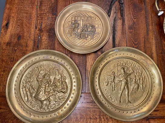 Antique LOMBARD Embossed Brass Wall Plates - England