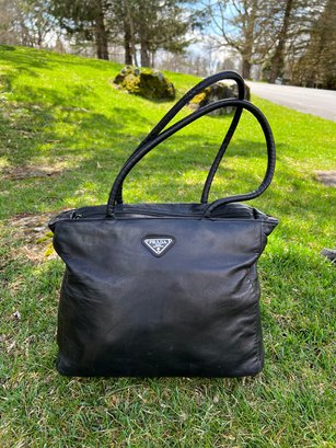 Authenticated Prada Black Leather Handbag