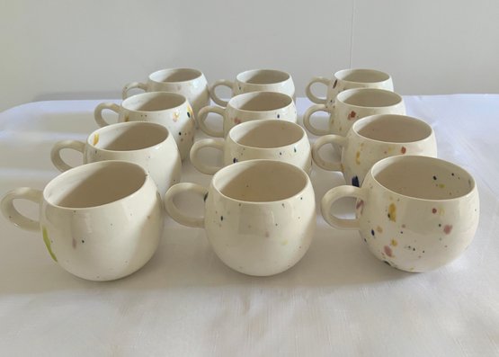 12 Multi-Colored Ceramic Mugs