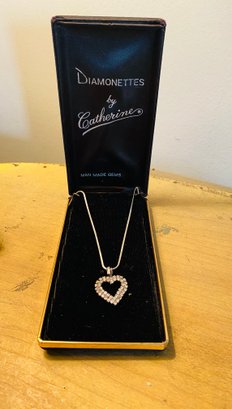 Sterling Chain With Heart Pendent- Diamonettes By Cathrine