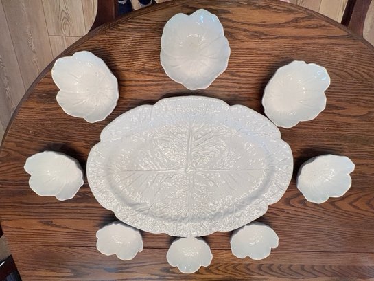 Cabbage Patterned Serving Platter, With Bowls