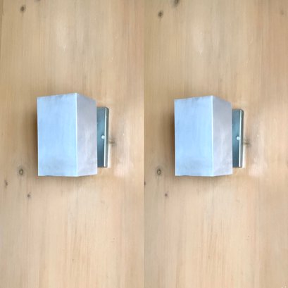 A Pair Of 70s Chrome Finish Rectangular Wall Sconces/spots - Study 2