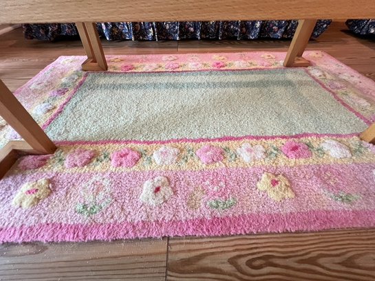 Bright Cheery, Pottery Barn, Floral Bordered Area Rug, 3' X 5'