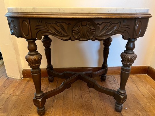 Marble Top End Table, Or Small Coffee Table