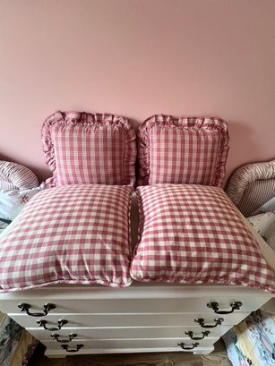 Throw Pillows In Pink And White Plaid