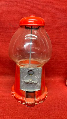 Glass Globe Red Gum Ball Machine