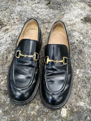 Gucci Black Leather Loafers Size 6.5B