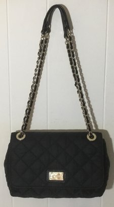 A58. DKNY Donna Karan New York, Black Quilted Handbag, Chains