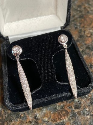 Elegant Diamond Drop Earrings 2.25' Dangle Post Earrings