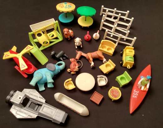 Large Lot Fisher-Price Accessories 34 Pieces Animals Furniture Vehicles