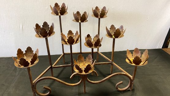 A Vintage Metal 10 Candle Fireplace Candelabra