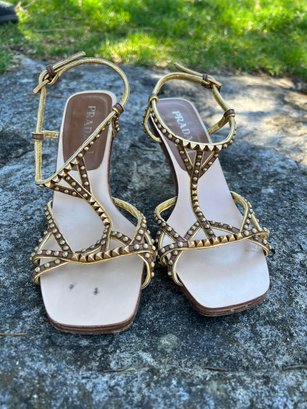 Prada Brown & Gold Sandals Size 36