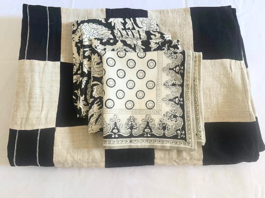 3 Pillow Cases And Throw Blanket - Black And White Set