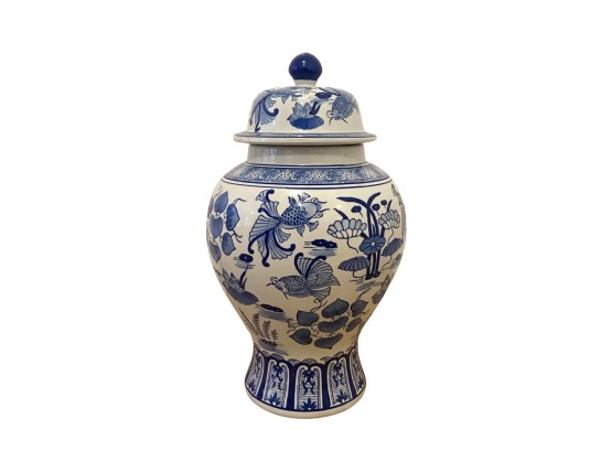 Blue And White Chinoiserie Urn