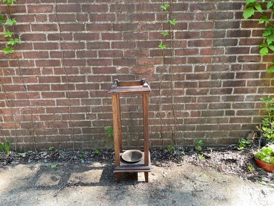 A Vintage Umbrella Stand With Brass Bowl