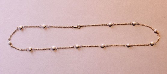 14k Yellow Gold Necklace With Seed Pearls