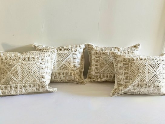 Set Of 4 Decorative Cotton Throw Pillows