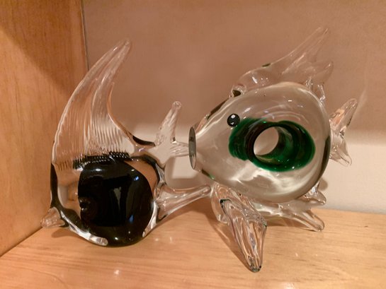 Two Decorative Glass Fish