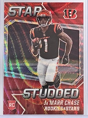 2021 Panini Rookies And Stars Ja'Marr Chase Star Studded Red Wave Rookie Prizm Card #SS-27