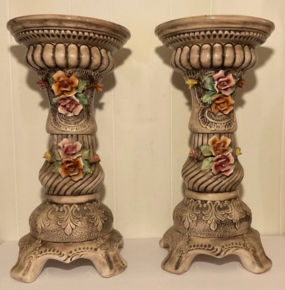 PR. Vintage Capodimonte Ceramic Pedestals