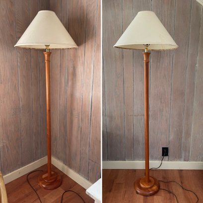 Pair Of Slim Design Maple Floor Lamps