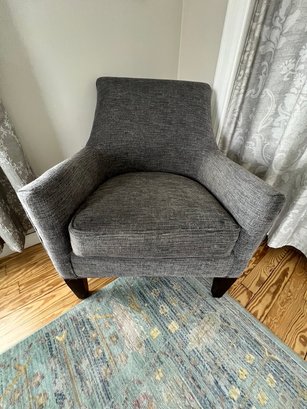 Velour Fabric, Armchair In Grey Mixed Colored Fabric, Excellent Condition