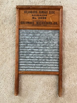 Vintage Columbus Ohio Galvenized Steel & Wood Wash Board