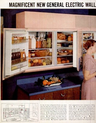 1950s MCM Pink General Electric Combination Wall  Refrigerator-freezer