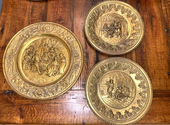 Trio Of Embossed- England Made Brass Plates