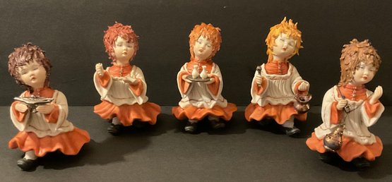 Vintage Capodimonte Rare Choir Girl Figurines 5