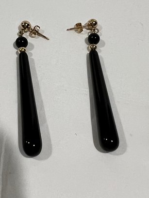 14kt Yellow Gold With Black Onyx Drop Earrings