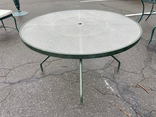 48' Round Patio Table With Plexiglass Top & Umbrella Hole