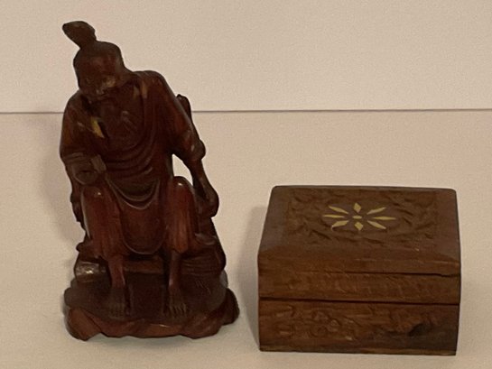 Vintage Wooden Figurine & Keepsake Box.