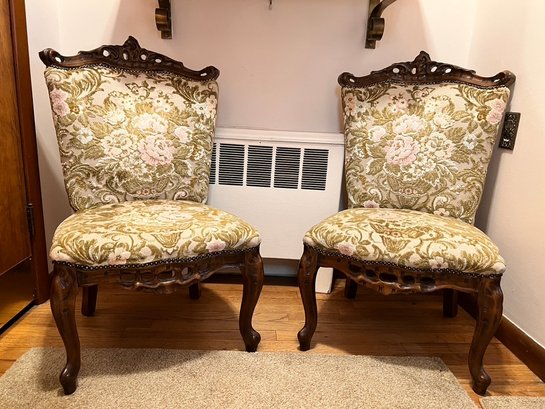 Ornate Country French, Button Tufted, Side Chairs, AMAZINGLY BEAUTIFUL!