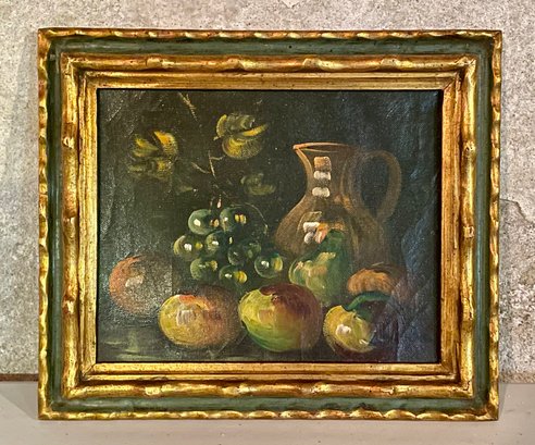 Oil On Canvas Fruit Painting In Frame - Unsigned