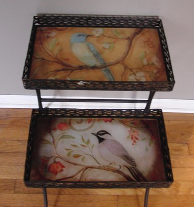 Metal Stack Tables With Lovely Insets Of Birds