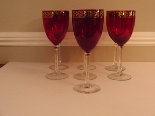 Lot Of 7 Vintage Wine Glasses