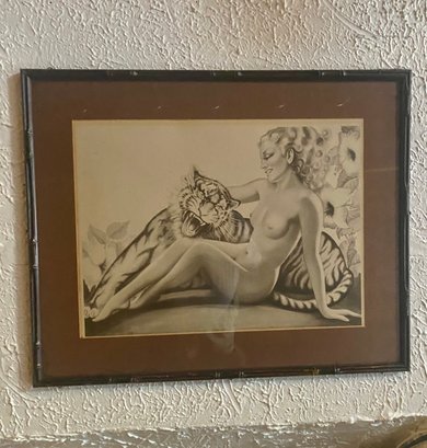 Framed Artwork Lady And Tiger