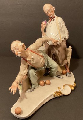 Antique Focke & Meltzer, Meissen Figurine, Men Playing Bocce