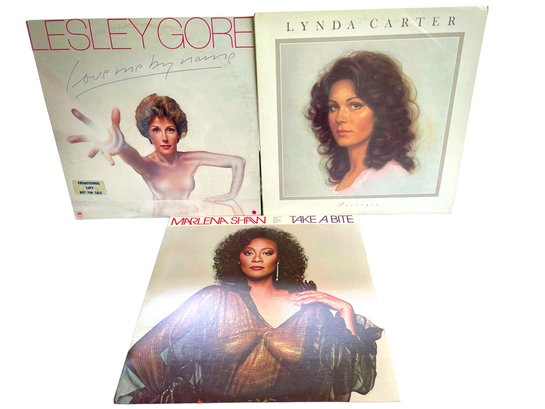 Trio Of 'Promotion  Only' LP Albums - Linda Carter, Marlena Shaw And Lesley Gore (P)