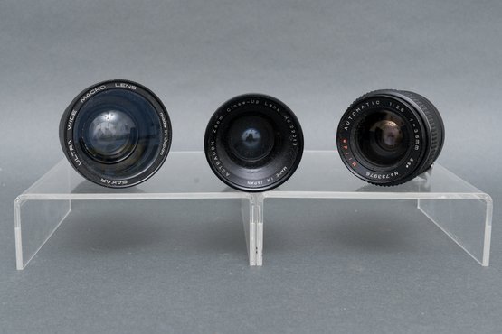 Three Assorted Vintage Wide And Close Up Lenses - Miida, Astragon, And Sakar