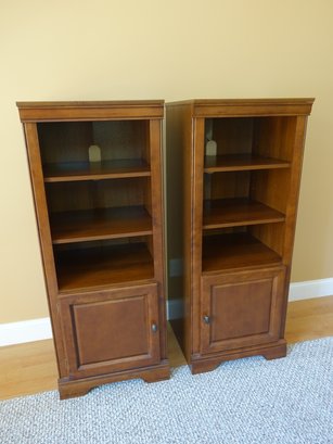 Set Of Two Wood Entertainment Cabinets