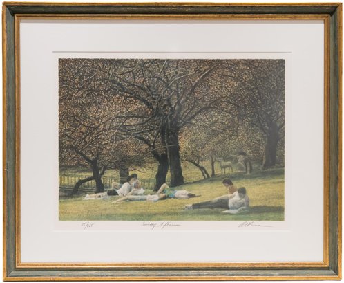 Signed Harold Altman Color Lithograph Numbered 25/285 Titled 'Sunday Afternoon'