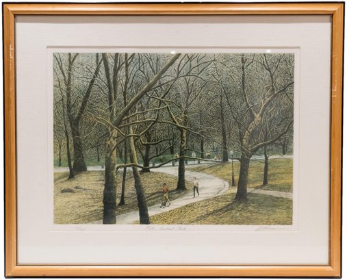 Signed Harold Altman Color Lithograph Numbered 16/285 And Titled 'Path Central Park'