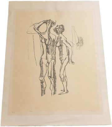 1966 Fausto Pirandello 'Figure Study' Lithograph Signed And Dated