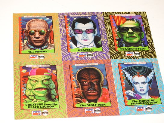 Groovy 1992 Universal Monsters Uncut Pepsi Card Set