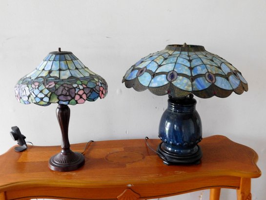 A Pair Of Stained Glass Table Lamps - As/is