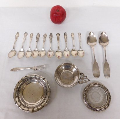 A Grouping Of Sterling And Coin Silver Flatware, Bowls, Porringer & More
