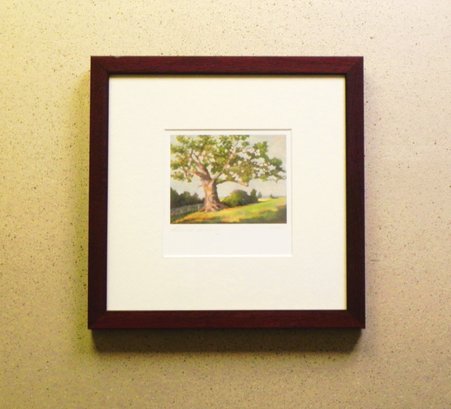 Signed And Dated 2004 Watercolor By David Schulz For Webster Bank- The Charter Oak, Framed & Matted