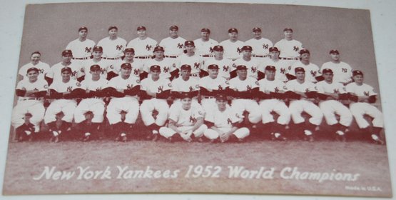 1950's New York Yankees 1952 World Champions Team Card Arcade Exhibit Baseball Card